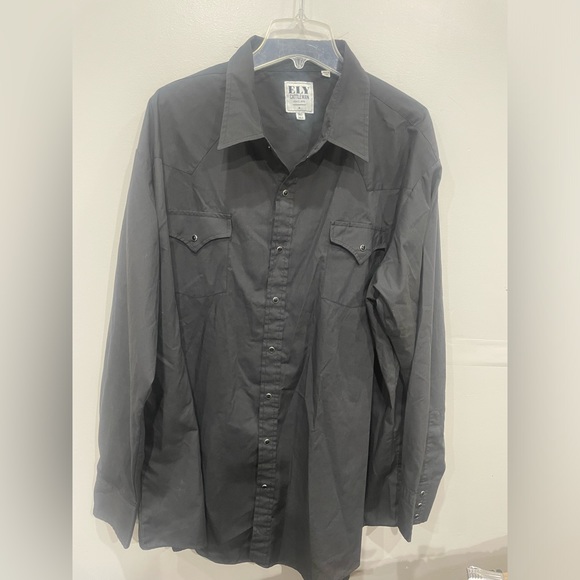 fly cattleman Other - Ely Cattleman Shirt‎ Mens 3XLT Black Pearl Snap Western Cowboy Rodeo